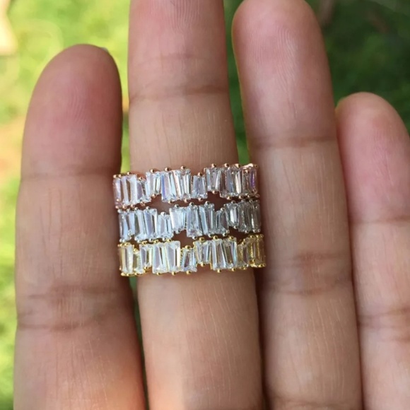 h am Jewelry - bundle of 2Baguette ring band love ring